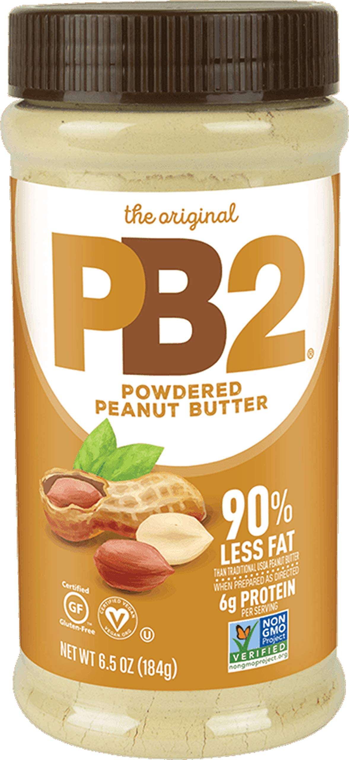 Bell Plantation PB2 powdered peanut butter jar 6.5 oz brown lid 90 percent less fat powdered peanut butter UAE
