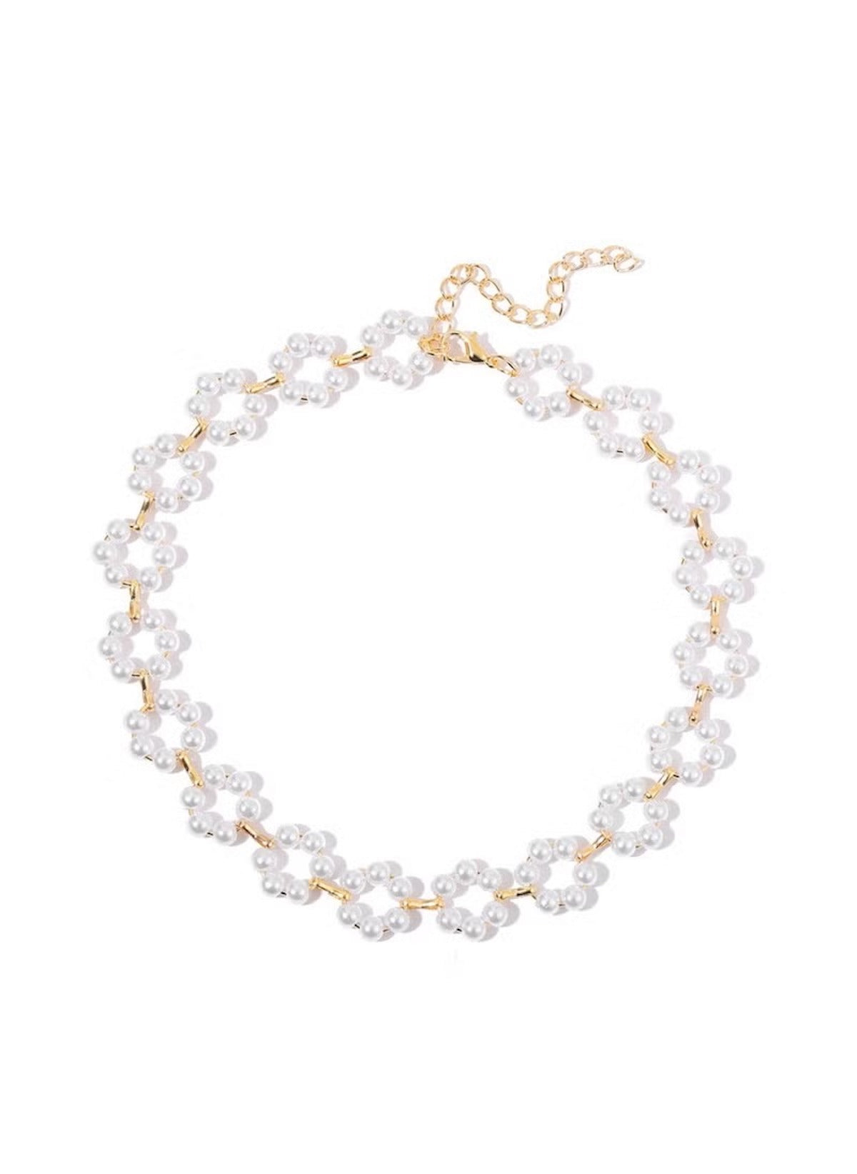 Huitich elegant pearl choker necklace for women featuring flower-shaped pearl clusters with gold chain