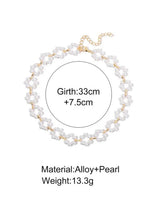 Pearl choker necklace; alloy-and-pearl material, 13.3g, 33cm +7.5cm fit