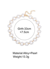 Huitich pearl choker necklace for women featuring alloy and pearl material with adjustable girth