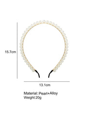 Huitich pearl hair accessory for kids gold alloy headband with white pearls