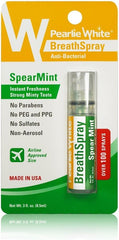 Pearlie White breath spray Spear Mint travel size antibacterial spray with SpearMint label and packaging