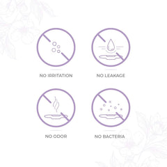PECTIV product icons showing no irritation no leakage no odor no bacteria for ultra thin night sanitary pads