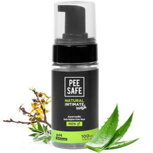 Natural intimate wash bottle with black pump, 100 ml, dark label for men