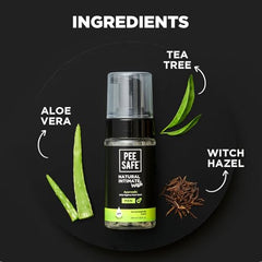 PEESAFE bottle of natural intimate wash for men with aloe vera tea tree and witch hazel ingredients