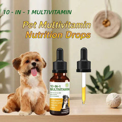 Mumzar pet multivitamin drops UAE for overall health, with a cute dog beside the bottle