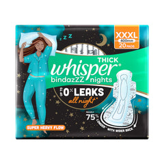Whisper Ultra Night sanitary pads XXL 20 pack 400mm thick night pads for super heavy flow with wider back