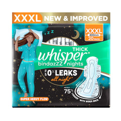 Whisper Ultra Night sanitary pads XXL package 400mm 20 pads super heavy flow thick overnight pad with sleeping woman illustration