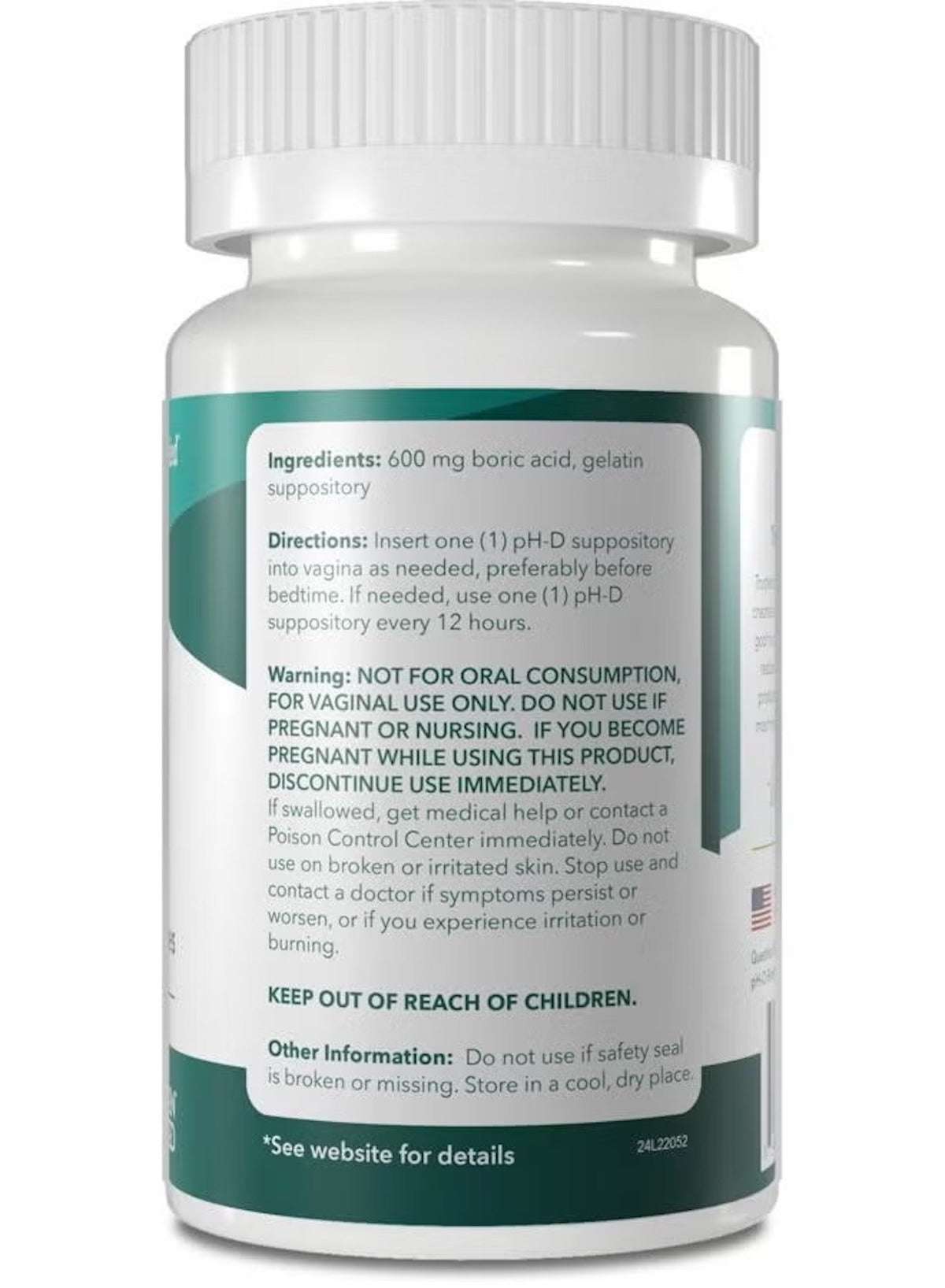 pH-D Feminine Health Support Boric Acid Vaginal Suppositories for effective vaginal health maintenance