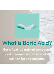 Boric acid vaginal suppositories by pH-D Feminine Health Support on a sandy beach background