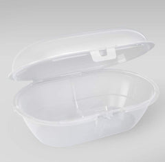 Clear plastic travel case open for Philips Avent ultra soft pacifier UAE storage and sterilizing