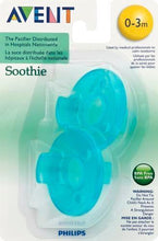 Soothie pacifier blister pack for 0–3 months with BPA-free seal