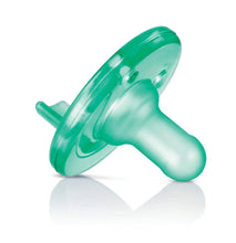 Green Soothie pacifier for 0–3 months, one-piece silicone shield and nipple
