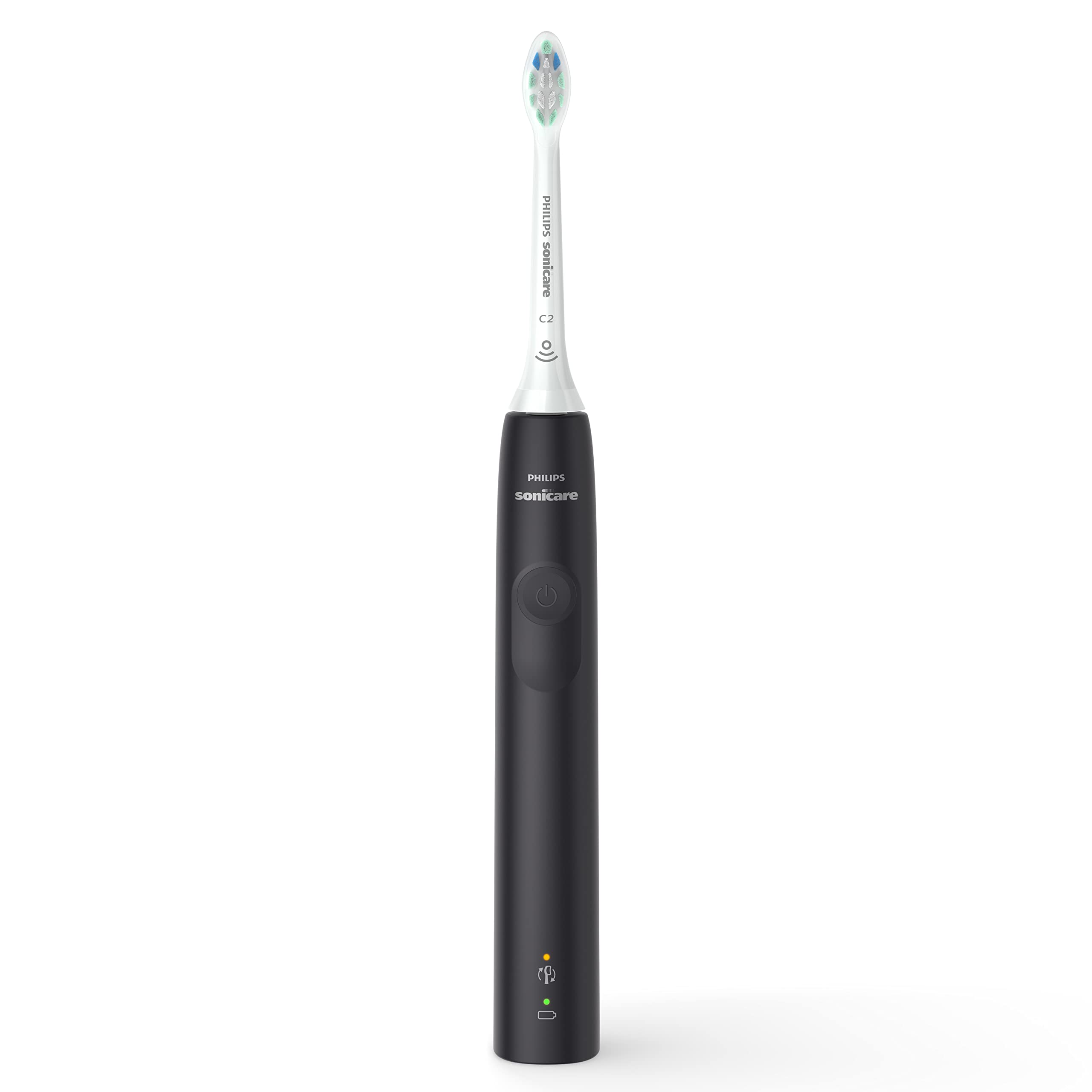 Philips Sonicare 4100 electric toothbrush UAE black handle with brush head on white background
