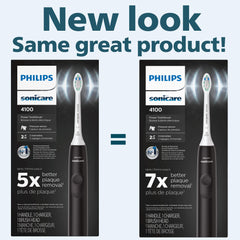 Philips Sonicare 4100 electric toothbrush UAE black handle product packaging showing new look comparison