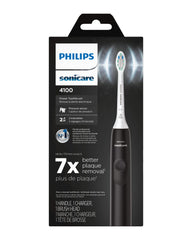 Philips Sonicare 4100 electric toothbrush UAE black handle on retail box showing brush head and charger included
