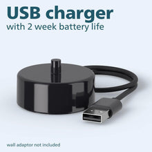 USB charging dock with black base and attached cable connector