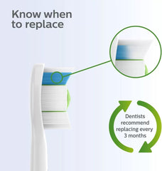 Philips Sonicare toothbrush heads UAE close up of blue indicator bristles and replace every three months advice