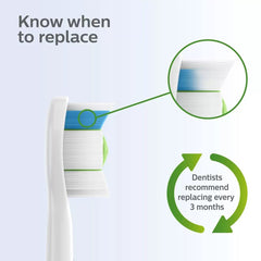 Philips Sonicare toothbrush heads UAE close up showing blue indicator bristles and dentists three month replacement reminder