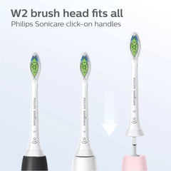 Philips Sonicare toothbrush heads UAE W2 click on brush heads in white with green bristles showing fit