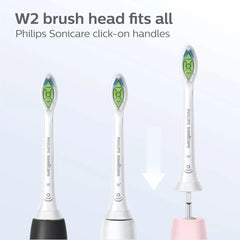 Philips Sonicare toothbrush heads UAE W2 brush heads shown on black white and pink click on handles