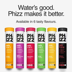Phizz six colorful tubes of electrolyte hydration tablets in six fruit flavors for daily hydration