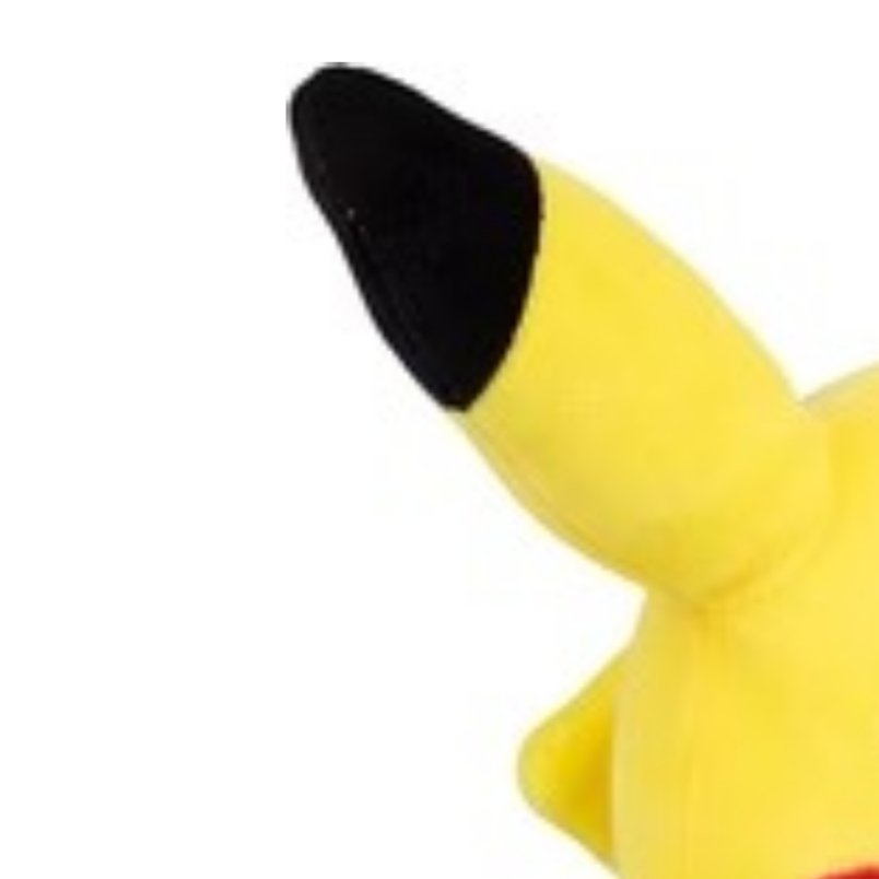Close-up of Huitich 8 inch Pikachu stuffed animal black-tipped yellow ear detail