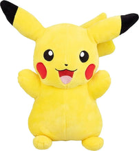 8-inch Pikachu plush toy, yellow with black ears and open-mouth grin