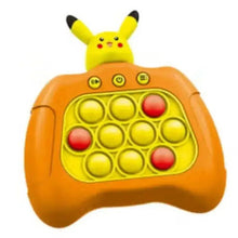 Pikachu pop fidget toy, orange pop-it keypad with yellow face, front