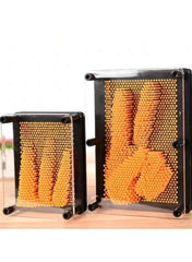 Huitich creative desk toys for adults pin art impression craft kits in black frame with orange pins