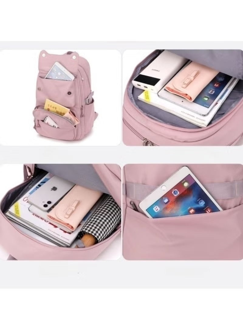 Huitich pink and grey school backpack with spacious pockets for books and devices