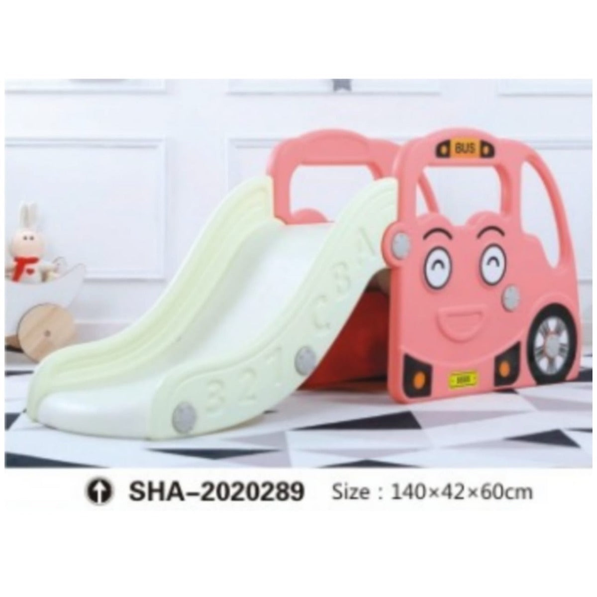 Huitich pink bus slide for toddlers with a fun design and smooth sliding surface for safe playtime