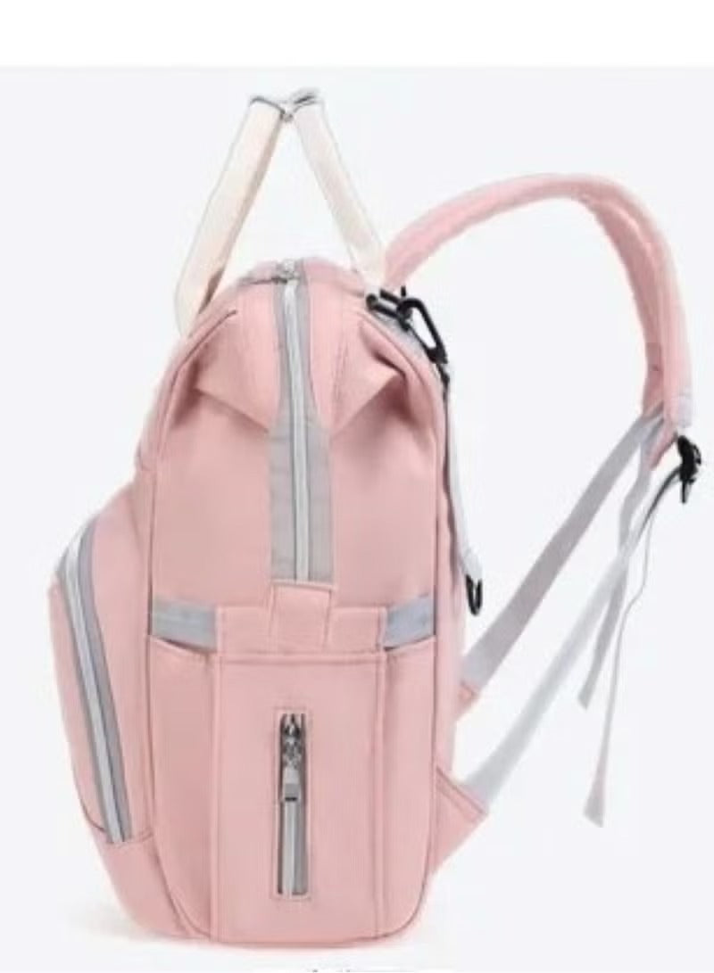 Huitich pink diaper backpack for moms with multiple pockets and adjustable straps