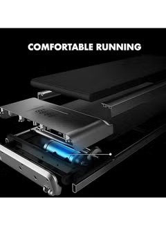 Huitich pink foldable under desk treadmill showing close-up of running belt and internal components