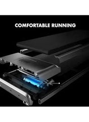 Huitich pink foldable under desk treadmill showing close-up of running belt and internal components