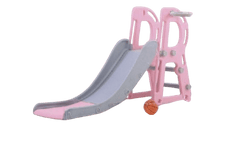 Huitich pink kids slide indoor outdoor with smooth slide and basketball hoop for fun playtime