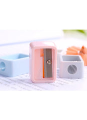 Huitich mini pencil sharpener set with pastel pink and blue plastic casings and sharp blades