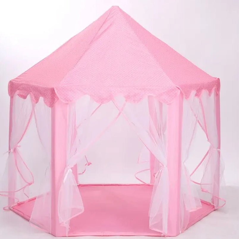 Huitich pink princess tent for girls with hexagonal shape and sheer curtains for indoor play