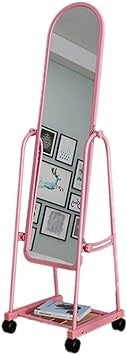 Huitich pink rotatable floor mirror with wheels featuring a full-length frame and sturdy base