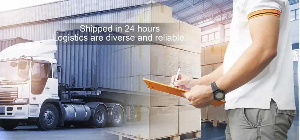 Mumzar warehouse worker checks stacked shipping boxes and truck for high capacity iPhone replacement battery orders
