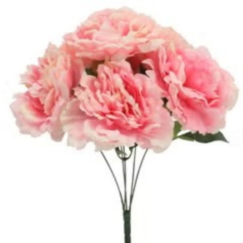 5 Head Artificial Silk Peony Flowers Pink