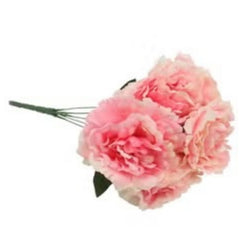 5 Head Artificial Silk Peony Flowers Pink