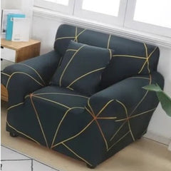 Sofa Cover Black Single Seat Elastic Printed