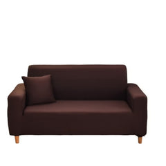 Brown Double Seat Elastic Sofa Cover