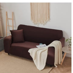 Brown Double Seat Elastic Sofa Cover