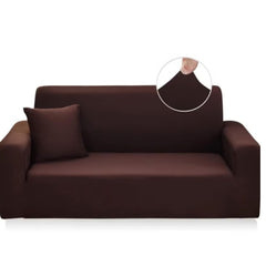 Brown Double Seat Elastic Sofa Cover