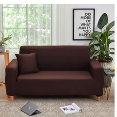 Brown Double Seat Elastic Sofa Cover