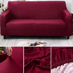 Red Three Seat Elastic Sofa Cover