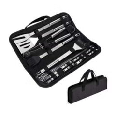 BBQ Steel Accessories Set - 20 Piece with Storage Bag (Black)