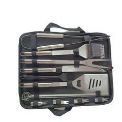 BBQ Steel Accessories Set - 15 Piece with Storage Bag (Black)